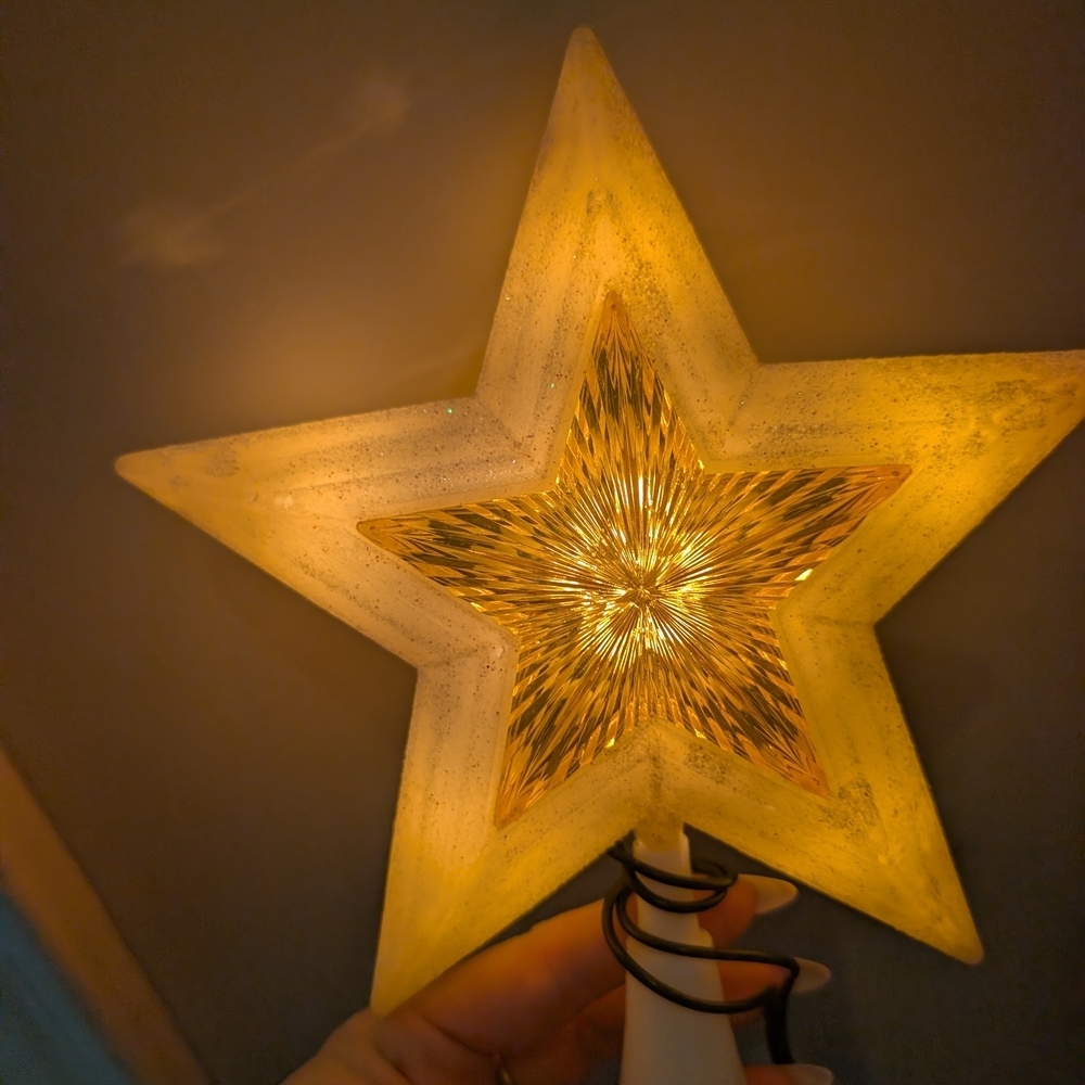 Light-Up Star Tree Topper in Cream and Gold - Picture 2 of 9